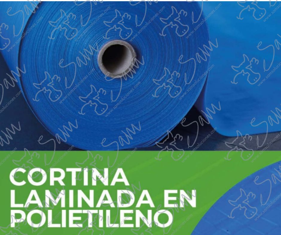 CORTINA AZUL EN POLIETILENO DE DOBLE LAMINADO CON O SIN DOBLADILLO