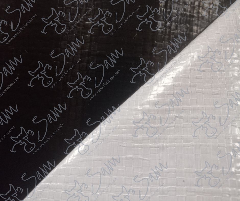 CORTINA BLANCA NEGRA EN POLIETILENO DE DOBLE LAMINADO PARA BLACKOUT