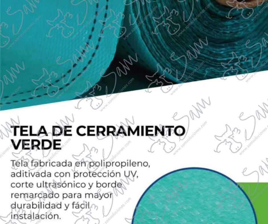 CORTINA VERDE DE PE DE 90 GMS 2.10 X 150 MTS
